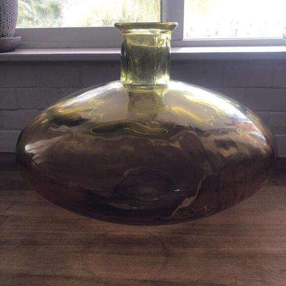 Vintage Amber Glass Brown Large Vase-Made In Spain 1960’s MCM